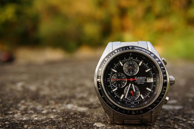 Stylish Casio Edifice Chronograph Watch Against Natural Background - Download Free Stock Photos Pikwizard.com