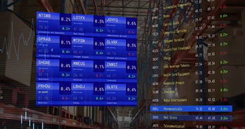 Global Financial Data Displays Over Warehouse - Download Free Stock Images Pikwizard.com