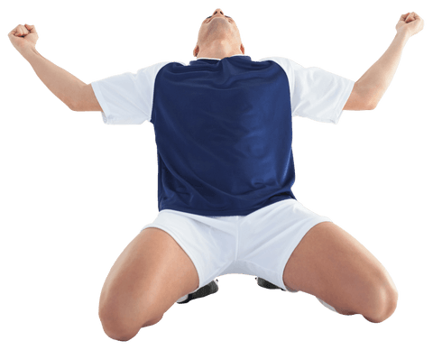 Excited Football Player Celebrating on Transparent Background