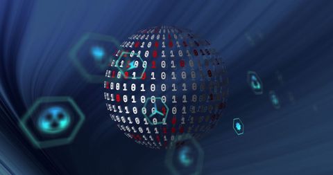 Binary Code Globe with Digital Hexagons in Cosyberspace - Download Free Stock Images Pikwizard.com