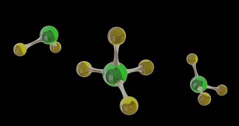 3D Molecular Models on Black Backdrop Featuring Chemical Structure