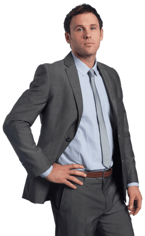 Transparent Confident Businessman in Formal Suit with Confident Pose