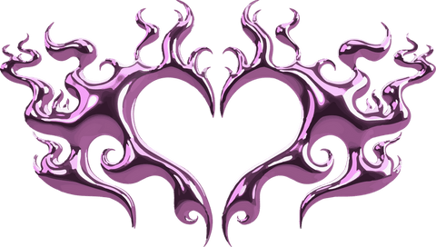Heart with pink flame swirls on transparent background