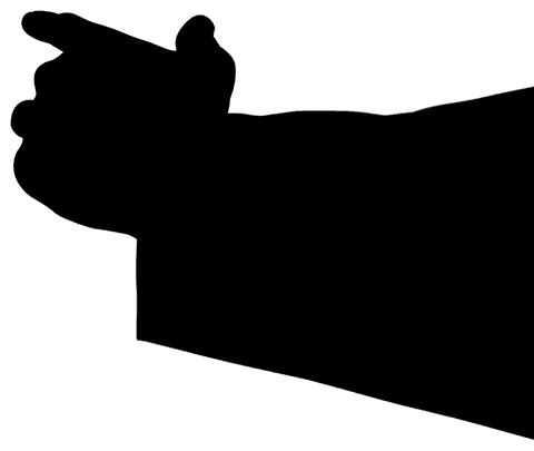 Hand reaching for virtual interface on transparent background
