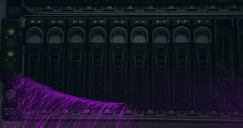 Server Rack with Digital Interface and Vibrant Purple Stream - Download Free Stock Images Pikwizard.com