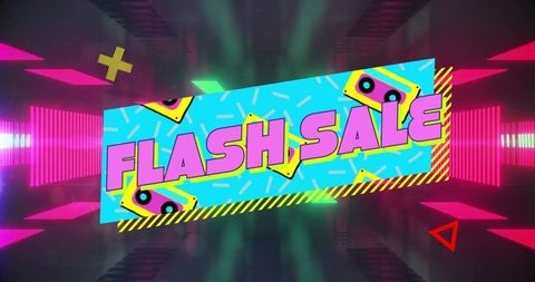 Flash Sale Announcement with Neon and Geometric Design