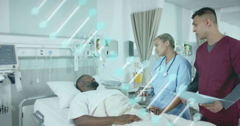 Doctors Discussing Patient Care in High-Tech Hospital