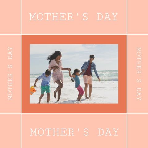 Celebrating Mother's Day with Diverse Family on Beach - Download Free Stock Templates Pikwizard.com