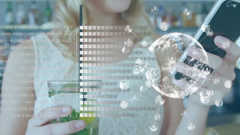 Digital Network and Data Connecting Through Smartphone