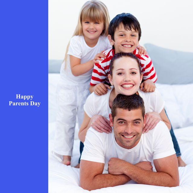 Happy Family Celebrating Parents Day with Young Children - Download Free Stock Templates Pikwizard.com