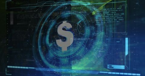Dollar Sign with Digital Interface and Data Security Overlay - Download Free Stock Images Pikwizard.com