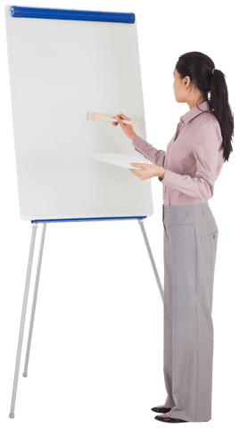 businesswoman engaging in creative painting process on transparent canvas - Download Free Stock Videos Pikwizard.com