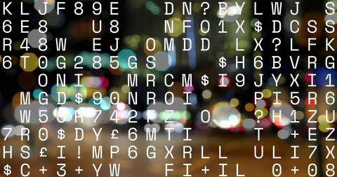 Digital interface with data overlay and blurred lights