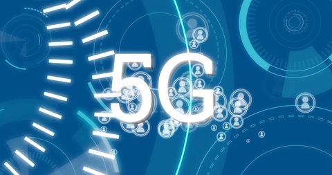 Digital 5G Technology on Blue Background - Download Free Stock Images Pikwizard.com