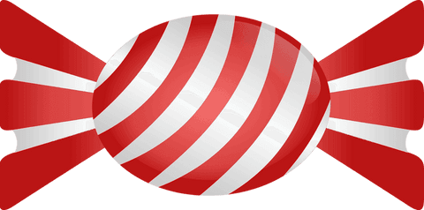 Glossy striped hard candy with transparent background