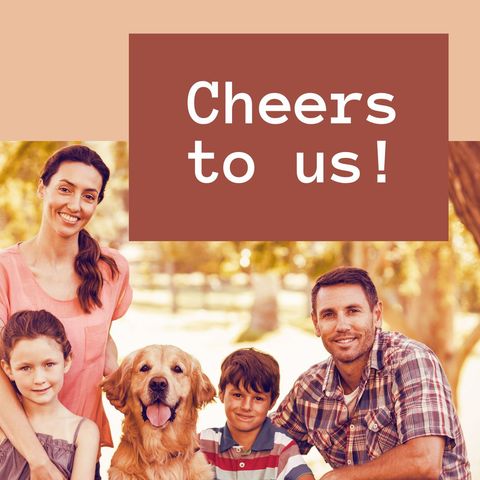 Happy Family with Dog Celebrating Thanksgiving in Park