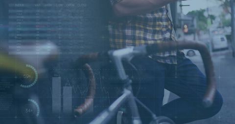 Caucasian Man with Overlay of Financial Data Processing Concept