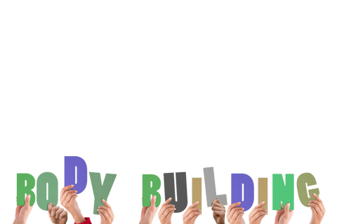 hands holding colorful body building letters on transparent background - Download Free Stock Videos Pikwizard.com