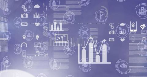 Digital Icons and Data Processing Overlaying Purple Background - Download Free Stock Images Pikwizard.com