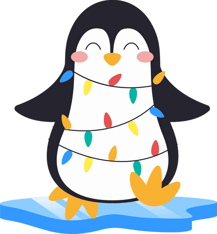 cheerful cartoon penguin adorned with christmas lights on ice - Download Free Stock Videos Pikwizard.com