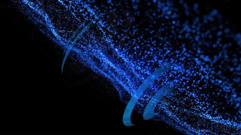 Abstract Blue Particles on Black Background