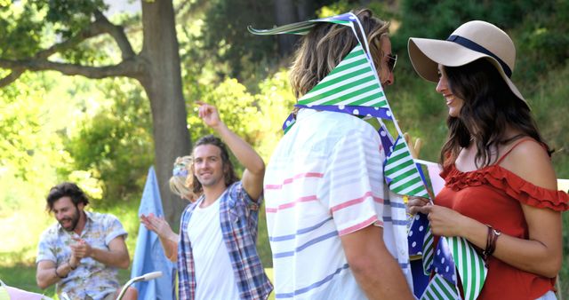 Group of Diverse Friends Celebrating Outdoors at a Garden Party - Download Free Stock Images Pikwizard.com