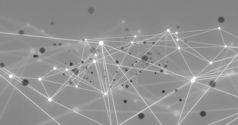 Abstract digital network with dynamic connections on grey background