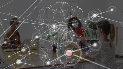 Network of Connections Overlaying Diverse Office Meeting