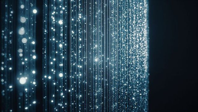 Glowing Digital Light Curtains in Futuristic Exhibition