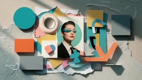 Abstract Collage and Portrait with Geometric Shapes