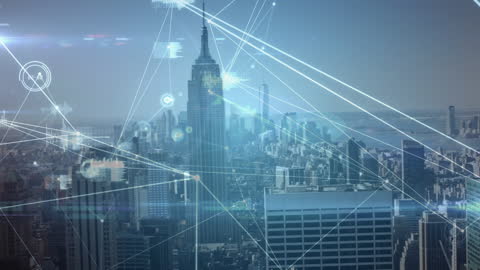 Future Cityscape with Digital Network Connections