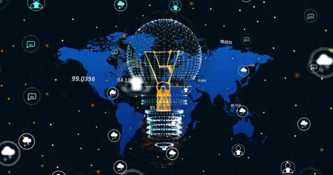 global digital network with lightbulb and icons - Download Free Stock Images Pikwizard.com