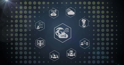 Business Tech Hexagonal Holograms on Abstract Background - Download Free Stock Images Pikwizard.com