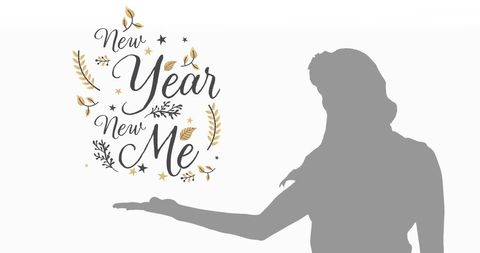 New Year New Me Silhouette Design with Motivational Text - Download Free Stock Images Pikwizard.com