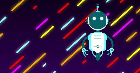 Futuristic AI Chatbot with Neon Stripes Background - Download Free Stock Images Pikwizard.com