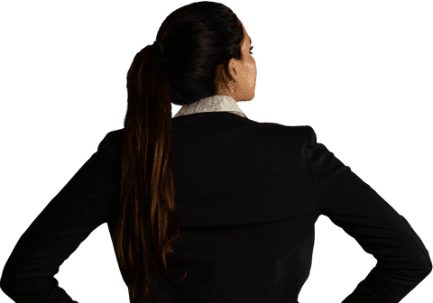 Confident Businesswoman Standing with Arms on Hips Transparent