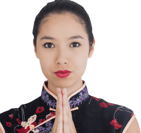 transparent portrait of woman in traditional asian attire performing greeting - Download Free Stock Videos Pikwizard.com