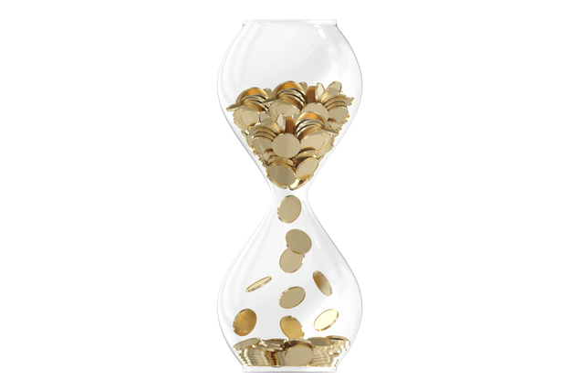 Transparent Hourglass with Flowing Gold Coins in Metallic Egg Timer - Download Free Stock Videos Pikwizard.com