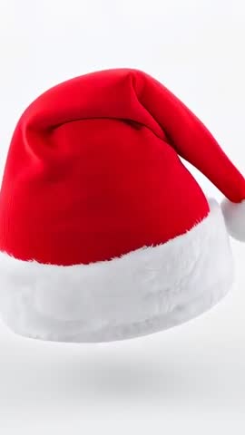 Rotating Santa Hat on White Backdrop Vertical Video Loop for Holiday Social Media Ads