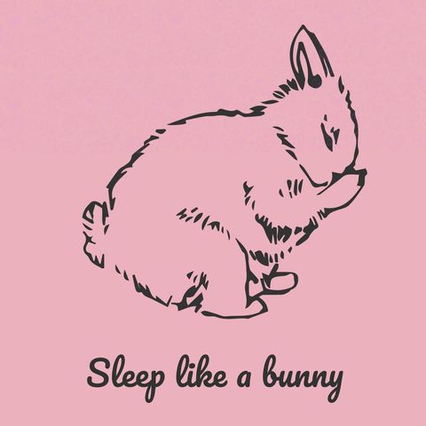 Serene bunny sleeping illustration on pink background