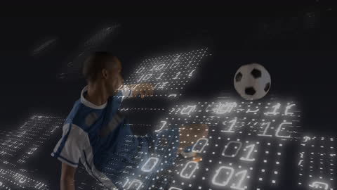 Soccer Meets Digital: Player Amidst Binary Code Burst