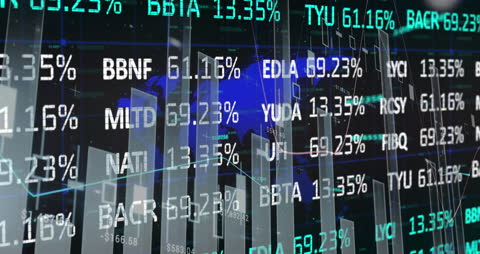 Dynamic Stock Market Data Display with World Map Overlay