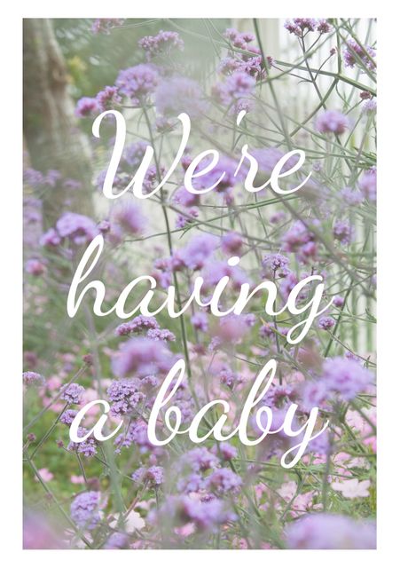 Delicate Purple Flowers Baby Announcement Template - Download Free Stock Templates Pikwizard.com