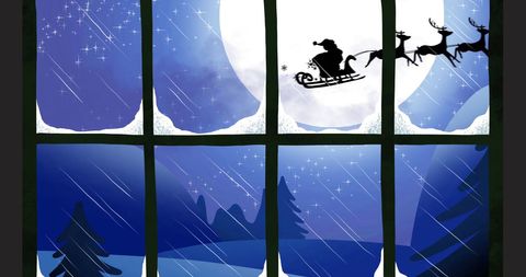 Festive Santa and Reindeer Silhouette Against the Moon - Download Free Stock Images Pikwizard.com