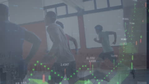 Digital Data Overlay on Gym Athletes in Action