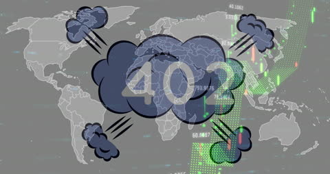 Digital Error Concept with World Map and Data Clouds