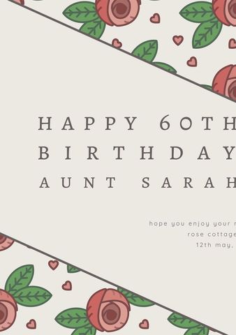 Floral and Heart Birthday Card Template - Download Free Stock Templates Pikwizard.com