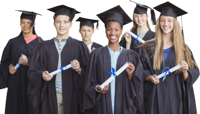 Transparent happy graduates holding diplomas - Download Free Stock Videos Pikwizard.com