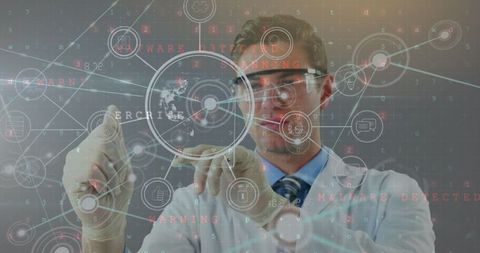 Doctor Interacting With Virtual Reality Medical Interface