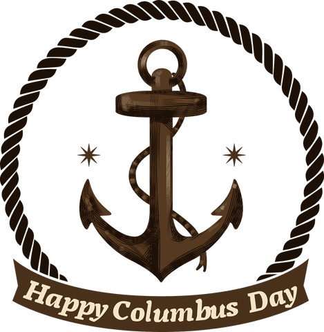 happy columbus day anchor design on transparent background - Download Free Stock Videos Pikwizard.com